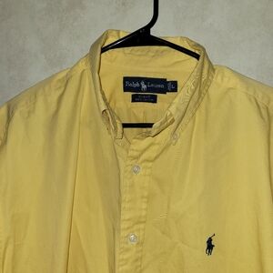 RALPH LAUREN Polo Men Blake Button Down‎ 100% Cotton Yellow Long Sleeve Size L